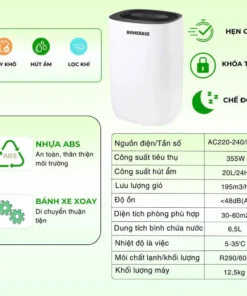Alternative view of Máy hút ẩm, lọc không khí Homebase dung tích 20L cho phòng từ 30-60m2