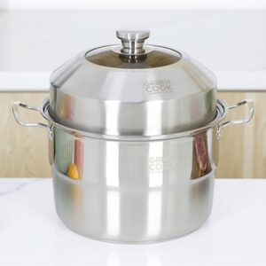 Nồi xửng hấp inox nắp inox 26 cm Green Cook GCST01-26IH