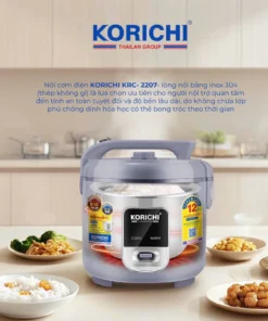 Nồi cơm điện nắp gài KORICHI 2207,Lòng nồi Thép không gỉ Inox 304,Giữ nhiệt tốt