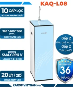 Máy lọc nước Karofi KAQ-L08 10 cấp, 1 vòi, 20L/h, Lõi RO Hàn Quốc, vỏ tủ nhỏ