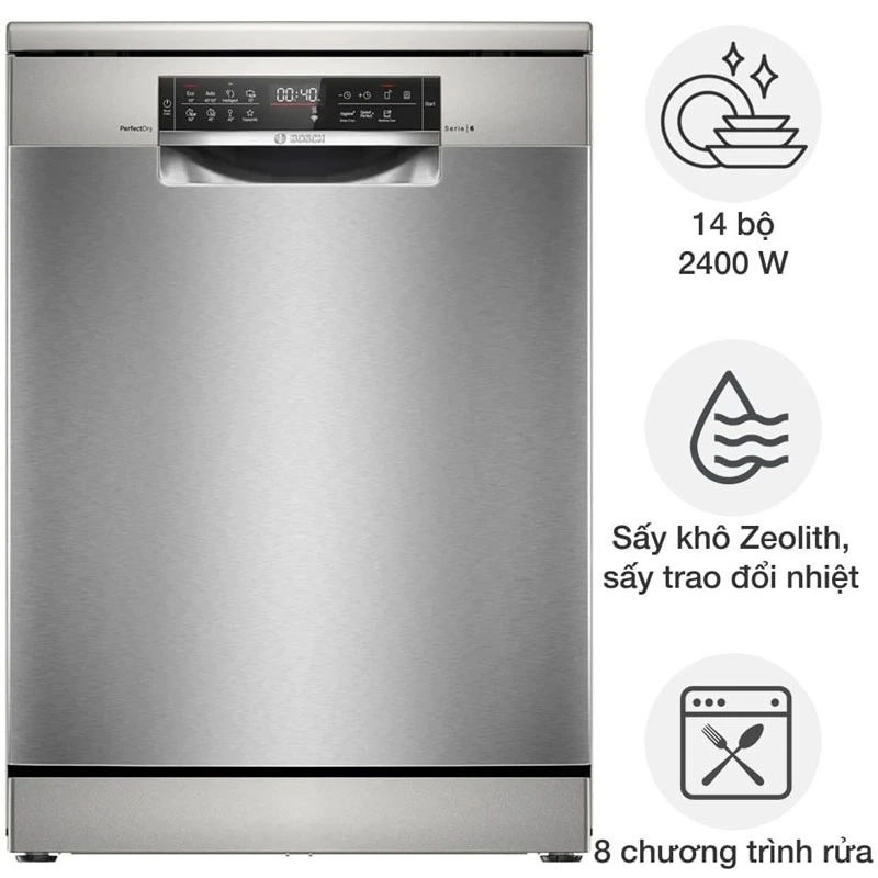 Máy rửa bát Bosch SMS6ZCI01P Series 6, 14 bộ có đèn, sấy Zeolith, nhập Đức - Ảnh 2